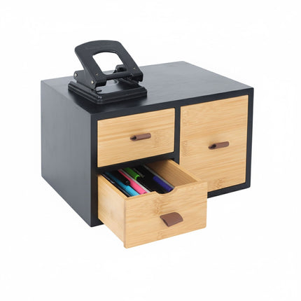 Organisateur de tiroirs en bambou avec 3 tiroirs