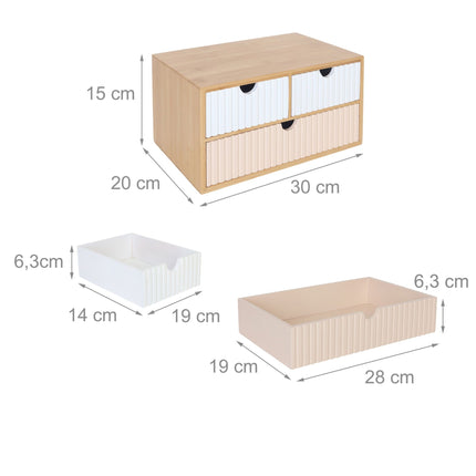 Boîte à tiroirs en bambou à 3 compartiments pour l'organisation de la maison