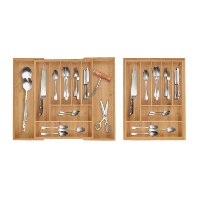 Besteckkasten ausziehbar für Schubladen aus Bambus