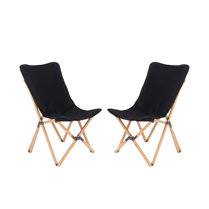 Chaises pliantes en bambou, lot de 2, en toile, capacité de 150 kg