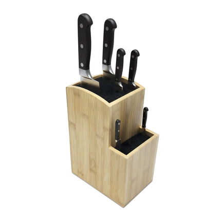 Bloc à couteaux en bambou, support à 2 niveaux avec insert à poils