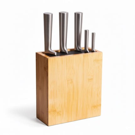Bloc à couteaux en bambou avec insert à poils flexibles