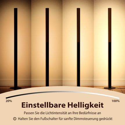 Lampadaire LED en bambou, intensité réglable par interrupteur au pied, 122 cm