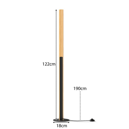 Lampadaire LED en bambou, intensité réglable par interrupteur au pied, 122 cm