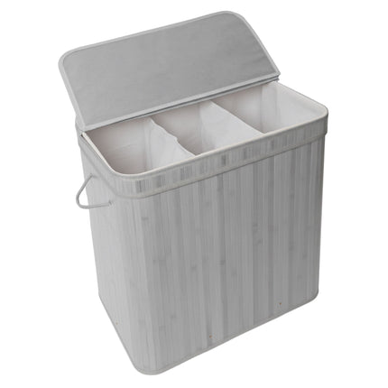 Panier à linge en bambou avec couvercle - doublure amovible, pliable