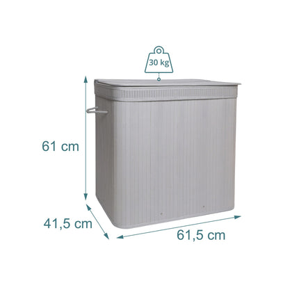 Panier à linge en bambou avec couvercle - doublure amovible, pliable