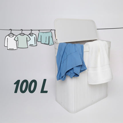 Panier à linge en bambou avec couvercle et sac lavable amovible