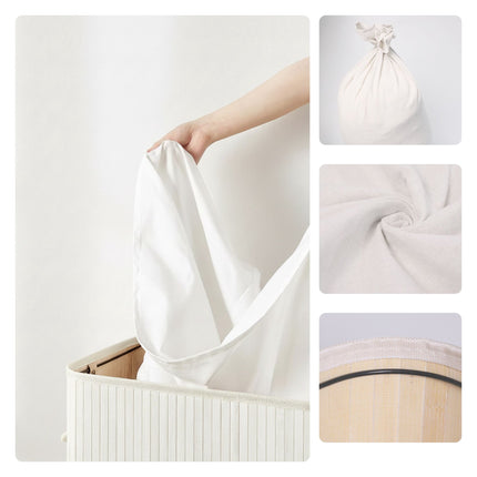 Panier à linge en bambou avec couvercle et sac lavable amovible