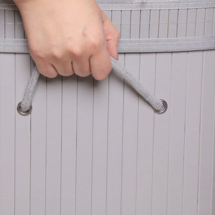 Panier à linge en bambou avec couvercle et doublure amovible et lavable