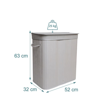 Panier à linge en bambou avec couvercle et doublure amovible et lavable