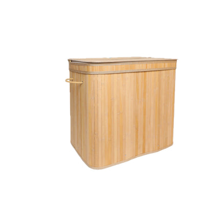 Panier à linge en bambou avec couvercle et doublure amovible