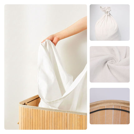 Panier à linge en bambou avec couvercle et doublure amovible
