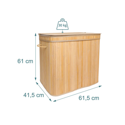Panier à linge en bambou avec couvercle et doublure amovible