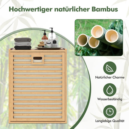Étagère à linge en bambou avec panier de 68 L, 50 x 35 x 64 cm
