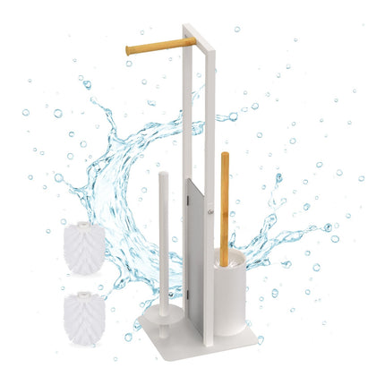 Porte-rouleau de papier toilette en bambou et métal - Autoportant