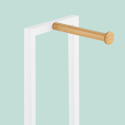 Porte-rouleau de papier toilette en bambou et métal - Autoportant