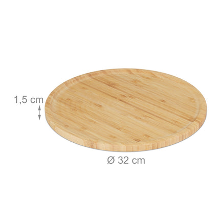 Pizzabrett & Servierbrett aus Bambus, 32 cm, 2er-Set