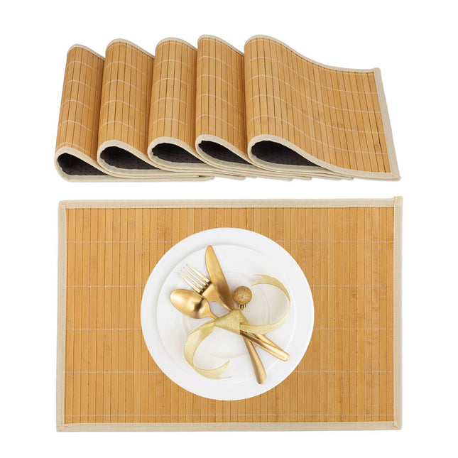 Bambus-Polyester-Platzsets 6er-Set mit Untersetzern