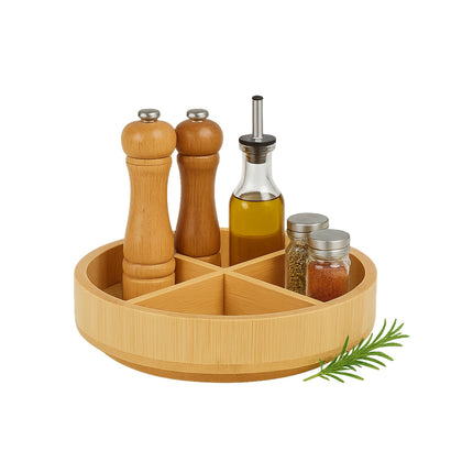 Plateau tournant en bambou - 4 compartiments, Cuisine et salle de bain