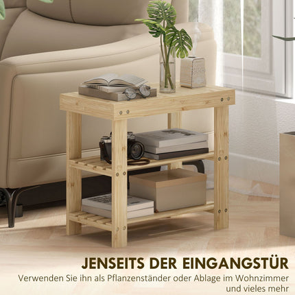Bambus-Schuhbank mit 2 Ablagen, 50x28x45cm, Natur