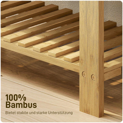 Bambus-Schuhbank mit Ablage, 2 Regalböden, 60x29x49 cm, Grau