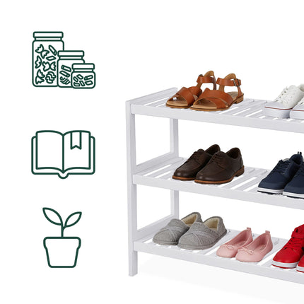 Étagère à chaussures en bambou, 3 niveaux, design gain de place