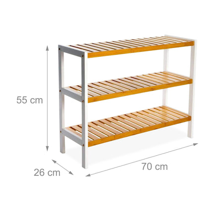Bambus-Schuhregal, 3-stöckig, platzsparendes Design