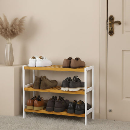 Bambus-Schuhregal, 3-stöckig, platzsparendes Design