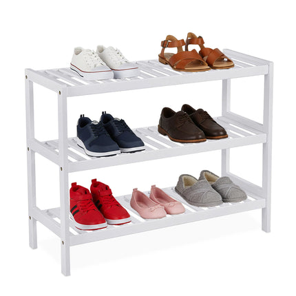 Étagère à chaussures en bambou, 3 niveaux, design gain de place