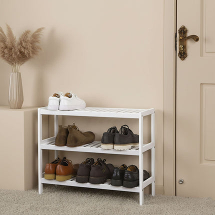 Étagère à chaussures en bambou, 3 niveaux, design gain de place