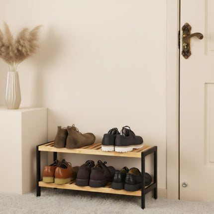 Bambus-Schuhregal – platzsparend, 3 Ablagen