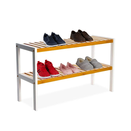 Étagère à chaussures en bambou - Gain de place, peut contenir 9 paires