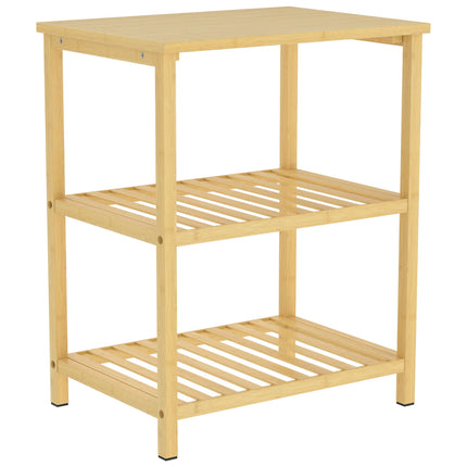 Table d'appoint en bambou, étagères à lattes à 3 niveaux, finition naturelle