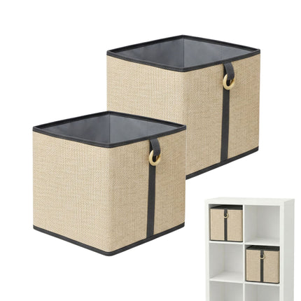 Ensemble de paniers de rangement en bambou, doublure en tissu, pliables à plat