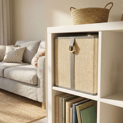 Ensemble de paniers de rangement en bambou, doublure en tissu, pliables à plat