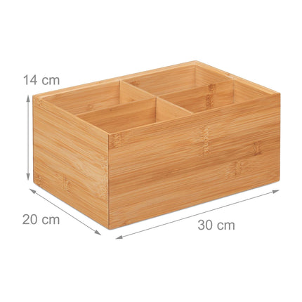 Boîte de rangement en bambou à 4 compartiments