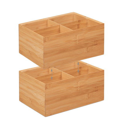 Boîte de rangement en bambou à 4 compartiments