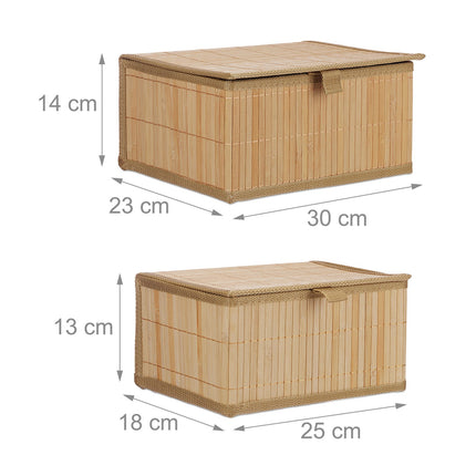 Lot de 2 boîtes de rangement en bambou - Multifonctions avec couvercles