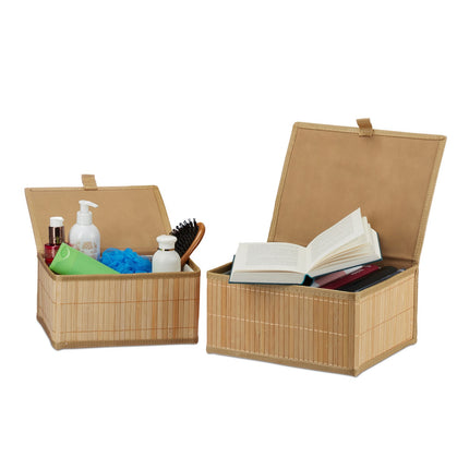 Lot de 2 boîtes de rangement en bambou - Multifonctions avec couvercles