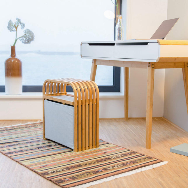 Pouf de rangement en bambou