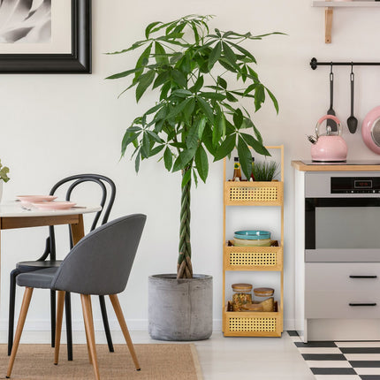 Bambus-Ablageregal – 3-stöckig, Rattan-Design