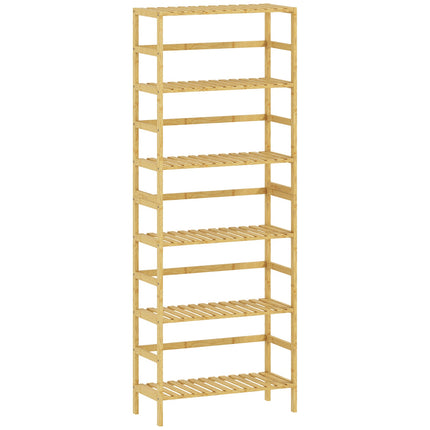 Étagère de rangement en bambou, 6 niveaux réglables, autoportante