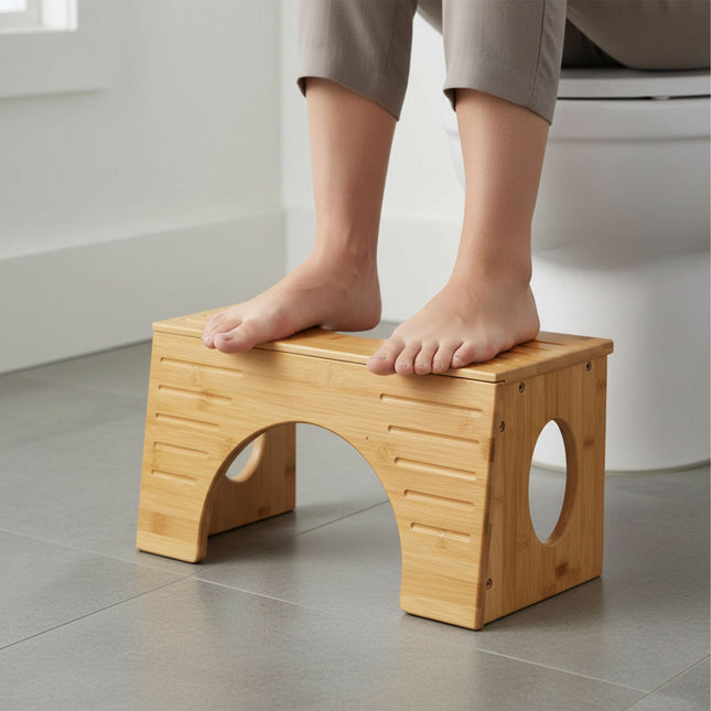 Marchepied de toilette en bambou - Hauteur réglable