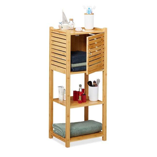 Étagère de salle de bain en bambou avec 2 étagères