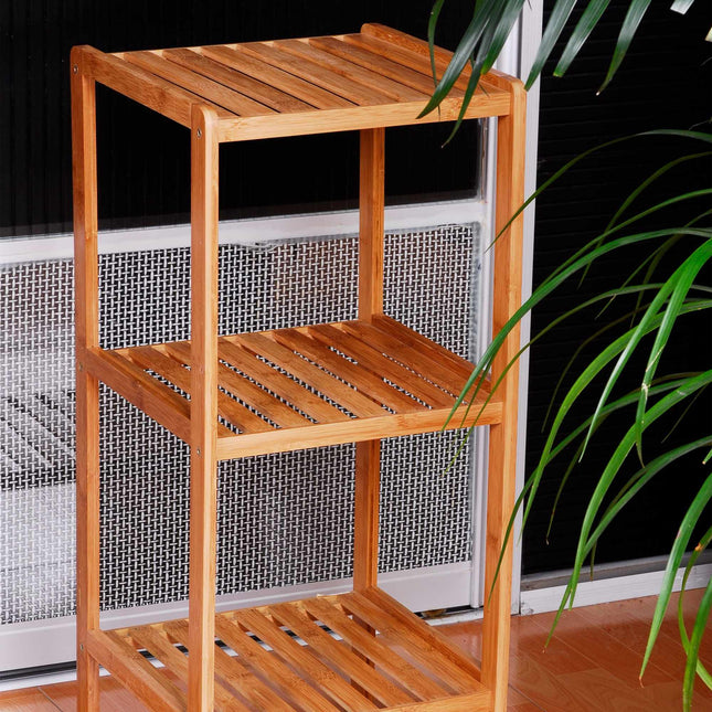 Étagère de salle de bain en bambou avec 3 étagères