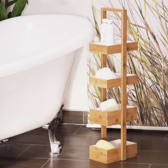 Étagère de salle de bain en bambou à 4 compartiments