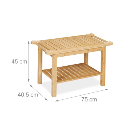 Tabouret de salle de bain en bambou avec poignée