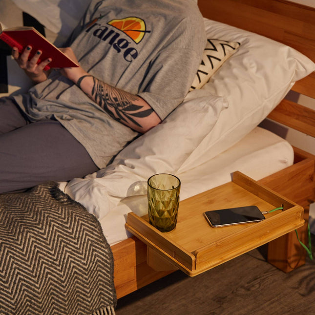 Plateau de lit en bambou avec support pour tablette