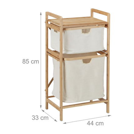 Étagère à linge en bambou avec 2 étagères