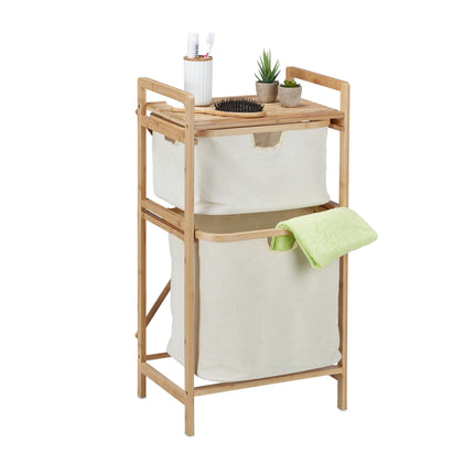 Étagère à linge en bambou avec 2 étagères